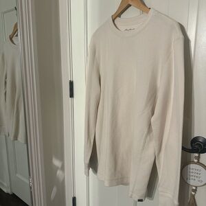 Eddie Bauer Off-White Waffle Knit Long Sleeve